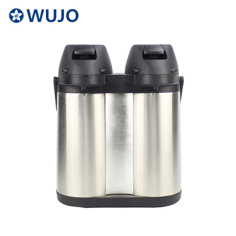 中国工厂1.9L银双墙泵热水瓶不锈钢热碳水锅烧瓶