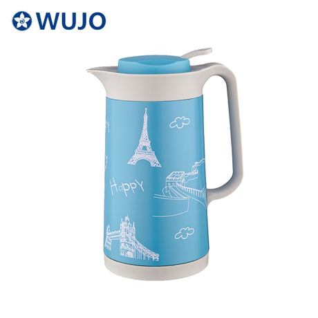 现代蓝色保持热水茶真空绝缘绝缘的阿拉伯咖啡壶用玻璃衬里