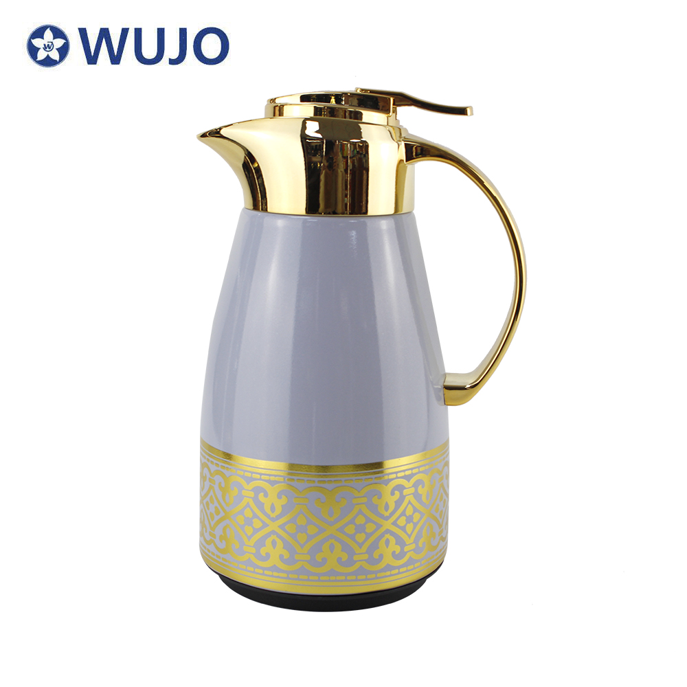 WUJO 1L 1.3L黄色真空绝缘热水瓶玻璃衬里阿拉伯茶咖啡壶